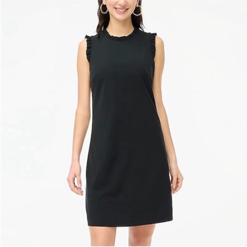 J Crew Fac NWT Petite Sleeveless Ruffleneck Suit Dress Size 6P in Black